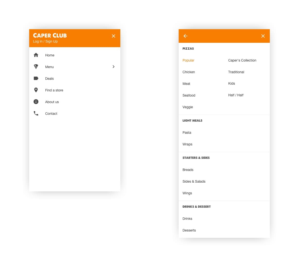 Navigation menu redesign — before and after